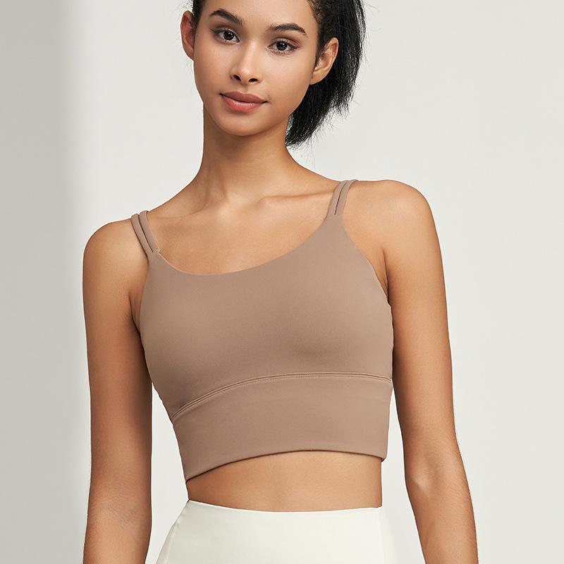 European-American Double Strap Yoga Camisole Bra with Fixed Cups