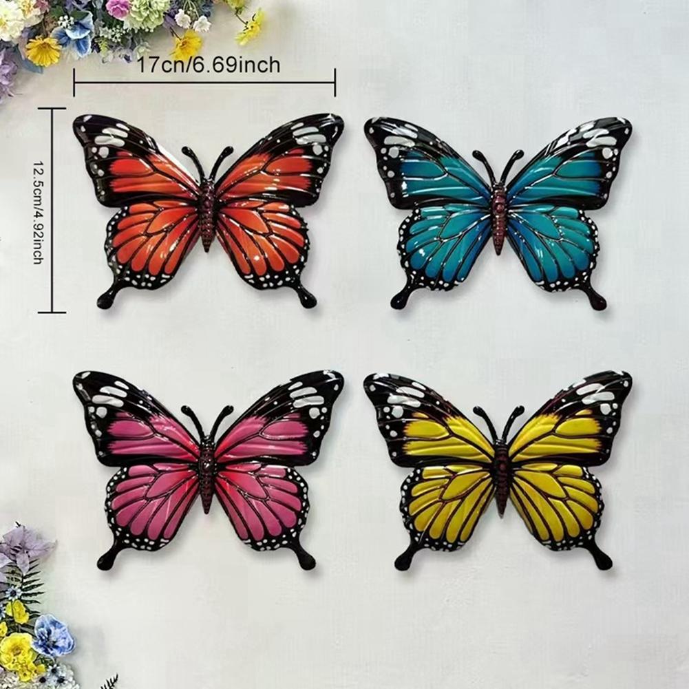 4pcs Butterfly Wall Pendant Creative Wrought Iron Ornaments