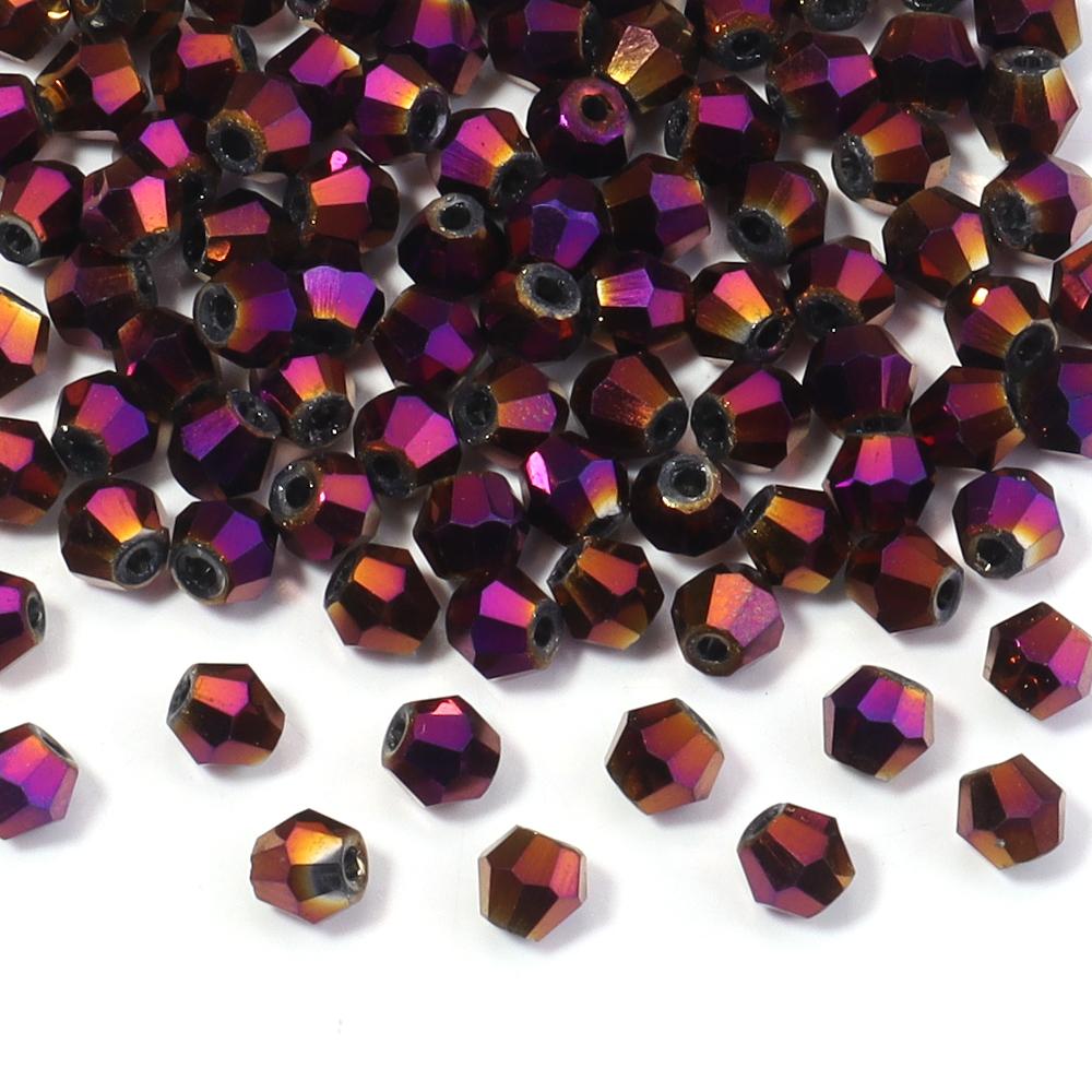 200pcs/lot 4mm Colorful Glass Crystal Beads Bicone Beads Loose Spacer Beads For Jewelry Making DIY Bracelet Necklace Accessories
