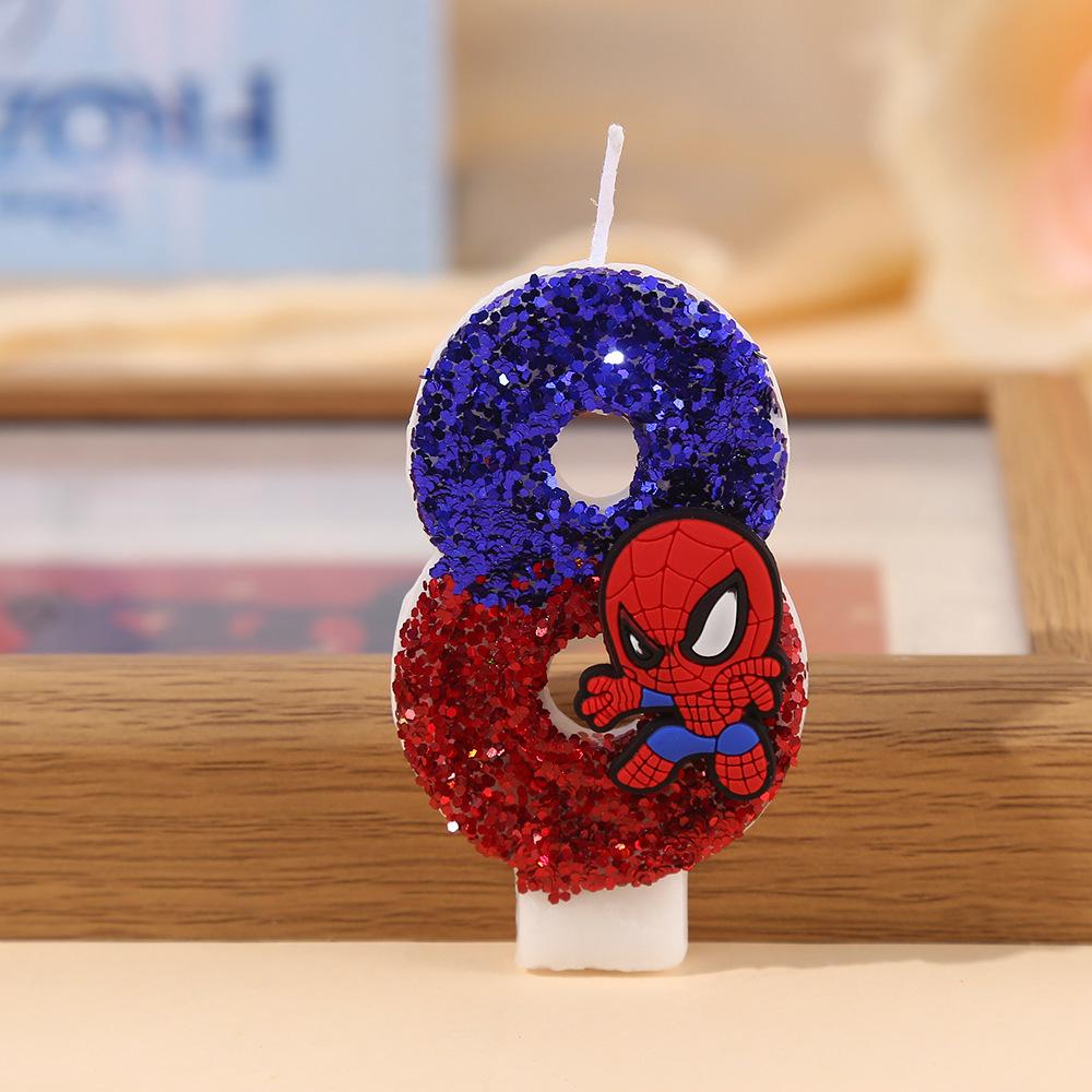 Spider-Man Original Fun Figure Candles Superhero Spiderman 0-9 Candles Cupcake Toppers Cake Decoration For Kids Boy Party Favors