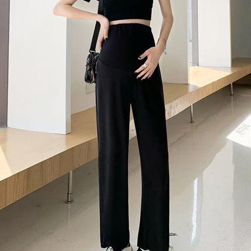 

Брюки широкие из ледяного шелка для беременных - Весенне-летний стиль с поддержкой живота 3XL