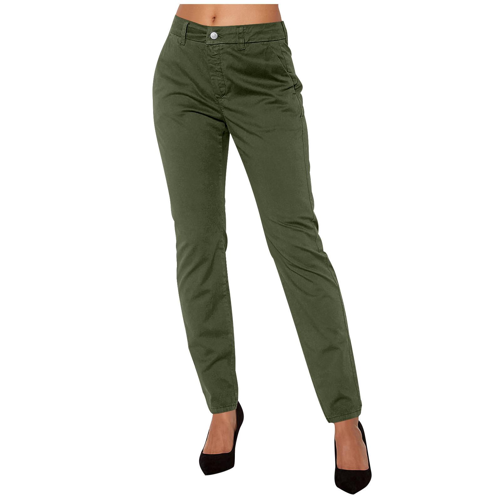 Women s Fashionable Color Button Pocket Casual Work Pants M