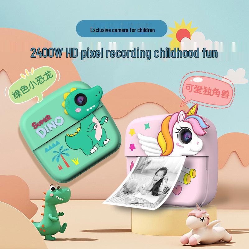 Jednorożec Aparat Polaroid z Podwójnym Obiektywem: Przenośna zabawka do drukowania zdjęć ze lustrzanki