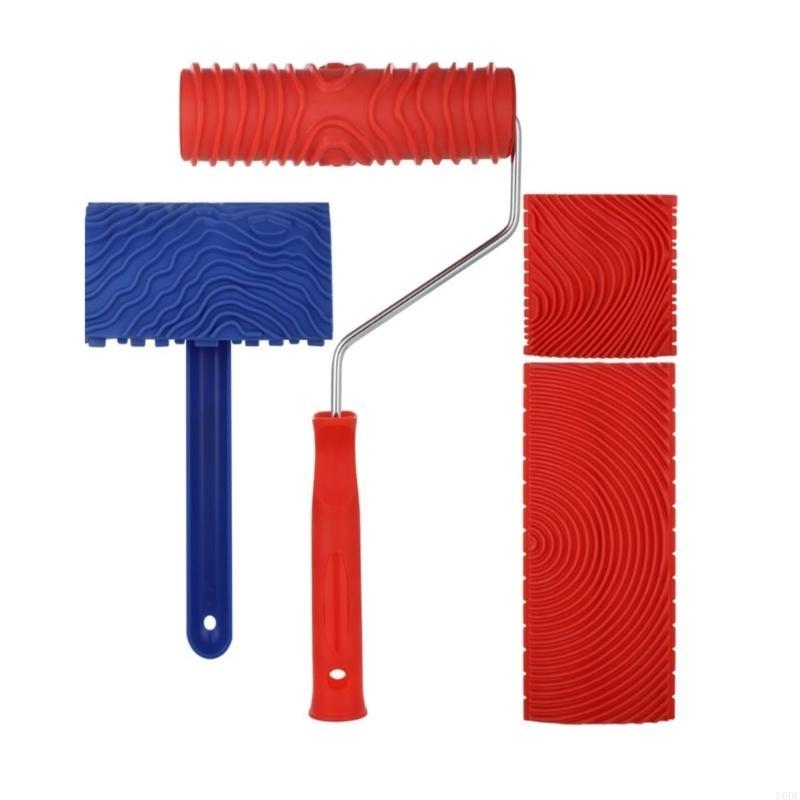 Artistic Wooden Texture Rubber Roller Efficient Paint Application Home Decor Tool