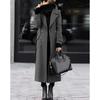 Womens Wool Blend Coat Winter Thickened Mid-Length Trench Style Outerwear Casual Elegant Double-Breasted Jacket