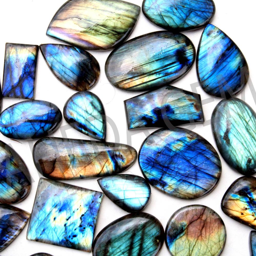 Natural Multi Fire Base Loose Labradorite Cabochon Wholesale Price Mix Shape And All Size Gemstone Lot