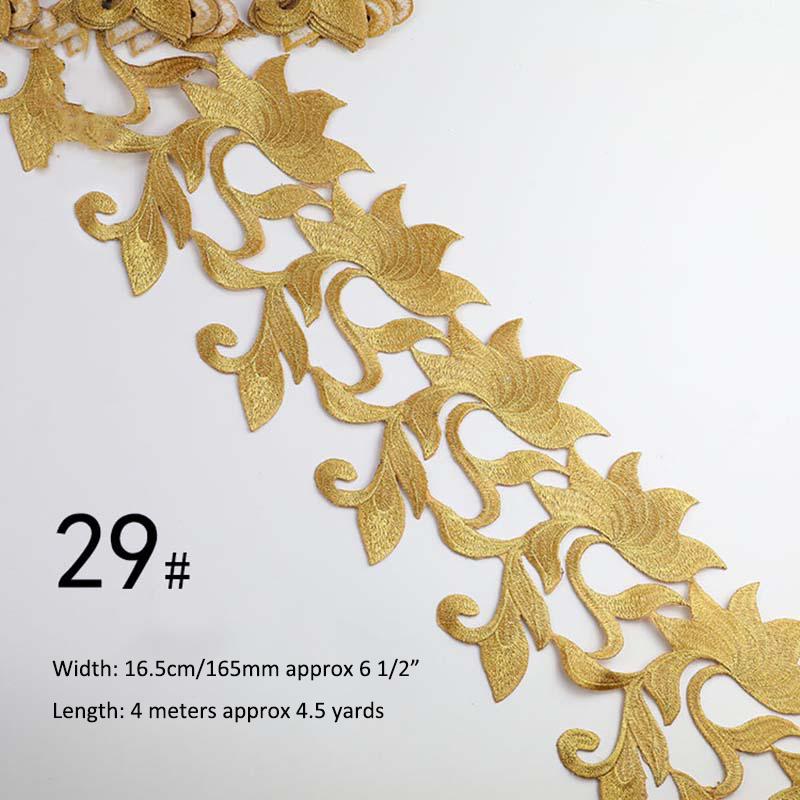 Gold Silver Thread Heavy Embroidery Lace Ribbon Shiny Diy Ethnic Garment Costume Dress Embellished Textile Iron-on Lace Trims