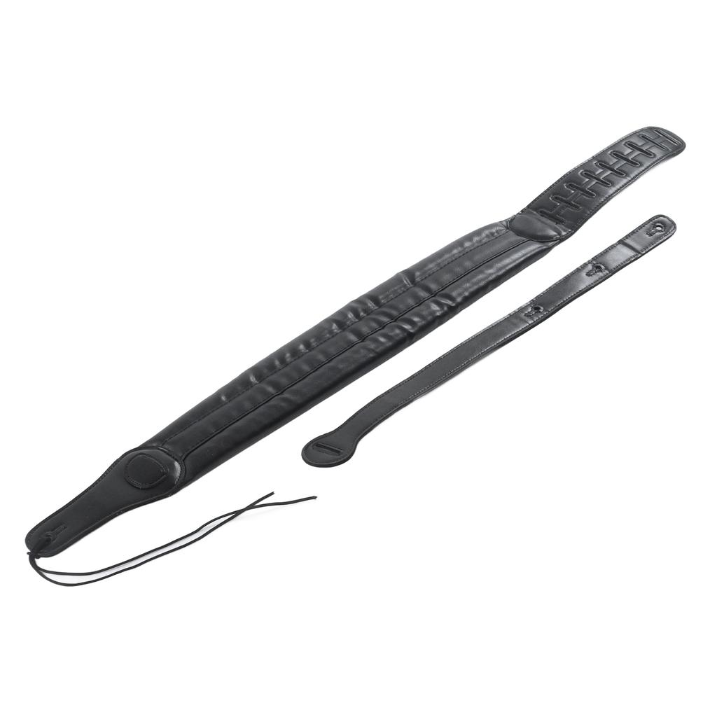 Guitar Strap Leather Adjustable Shoulder Belt Instrument Accessory for Bass Black