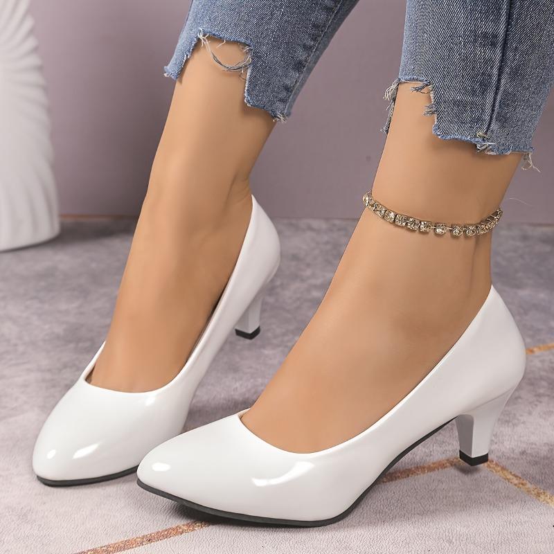 Women's Elegant Black High-Heel Pumps - Lightweight, Synthetic, Pointed Toe, Sparkling Ankle Strap, All-Season Comfort Shoes