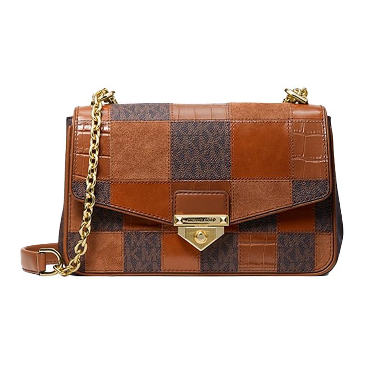 

Michael Kors Soho Chain Monogram Checkerboard Patchwork Vintage Leather Shoulder Bag Women bags Brown 30F1G1SL3O-212 Basic Set (Bag+Dust Bag)