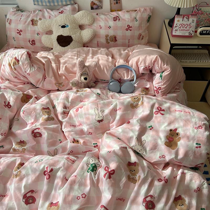 New Soft Skin-friendly Bedding Set Comfortable Breathable Duvet Cover Set with Sheet Single Double Quilt Cover and Pillowcases