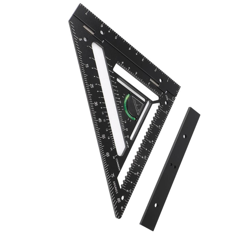 3pcs Black Carpenter Square Aluminium Alloy Framing Square Precise Triangle Ruler Flatwork