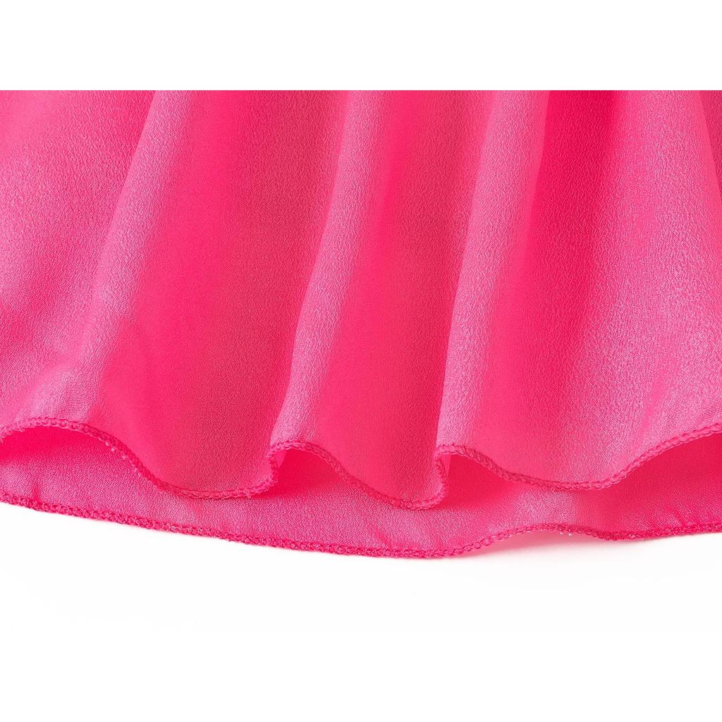 Peach Princess Dress Set - Polyester Fabric Halloween Christmas Carnival Cosplay Costume with Gloves and Crown Rose Pink 120 Cm