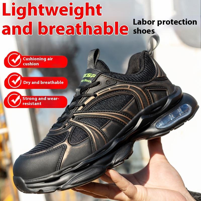 black work shoes with plastic toe comfortable safety shoes for men women lightweight work sneakers work boots for construction