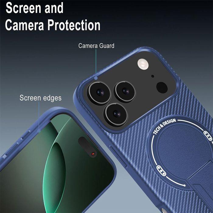 Coque de Protection - BOOLING - pour iPhone 17 Pro Max - avec Cercle Magnétique et Support Bleu - 2 Vitres