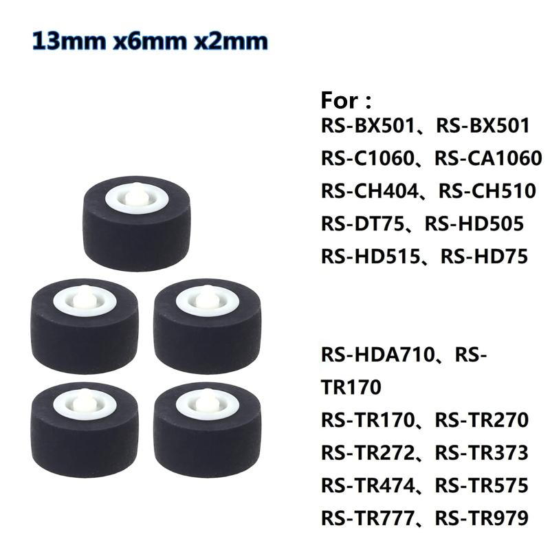 5x Black Rubber Bearing Roller Guide Pulley Wheel Pinch Roller 13x6x2mm for  RS-CH770 RS-BX501