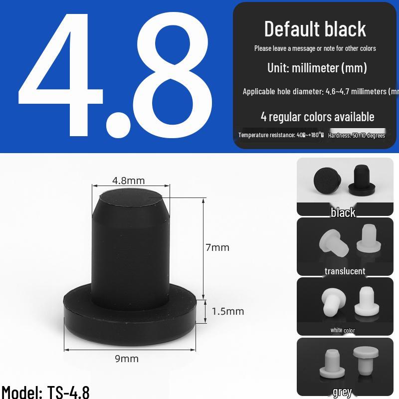 Black High-Temperature Resistant T-Shaped Silicone Stopper - Round Hole Rubber Gasket & Shock-Absorbing Blind Plug
