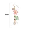 Romantic Elegant Cherry Blossoms Flower Earrings For Women Pink Petals Sakura Long Tassel Drop Earring Dangle Earrings pendiente