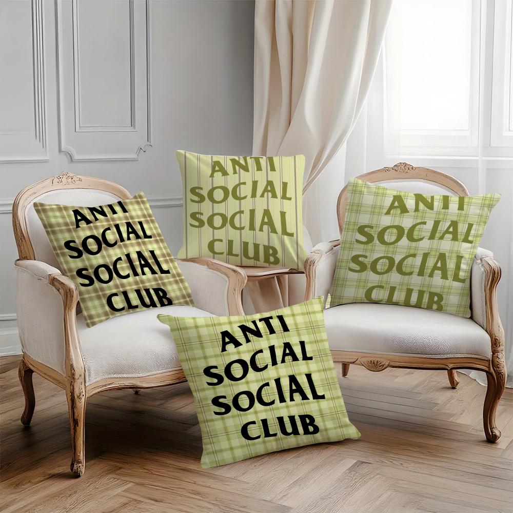 Cool A-Anti Social Social Club Pillow Case Printing Pillowcase Living Room Sofa Cushion Cover Bedroom Room Decor