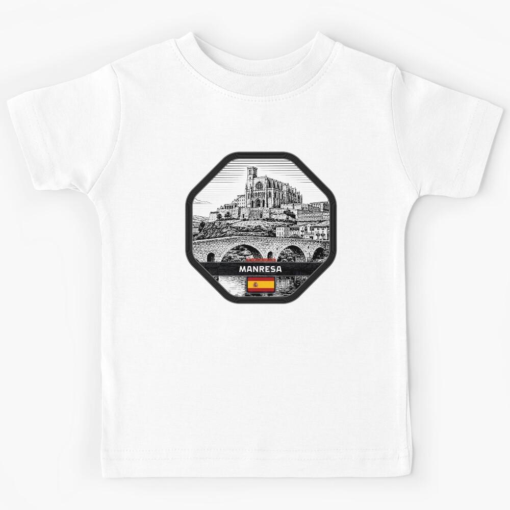 Manresa Spain Linocut Style Kids T-Shirt 150