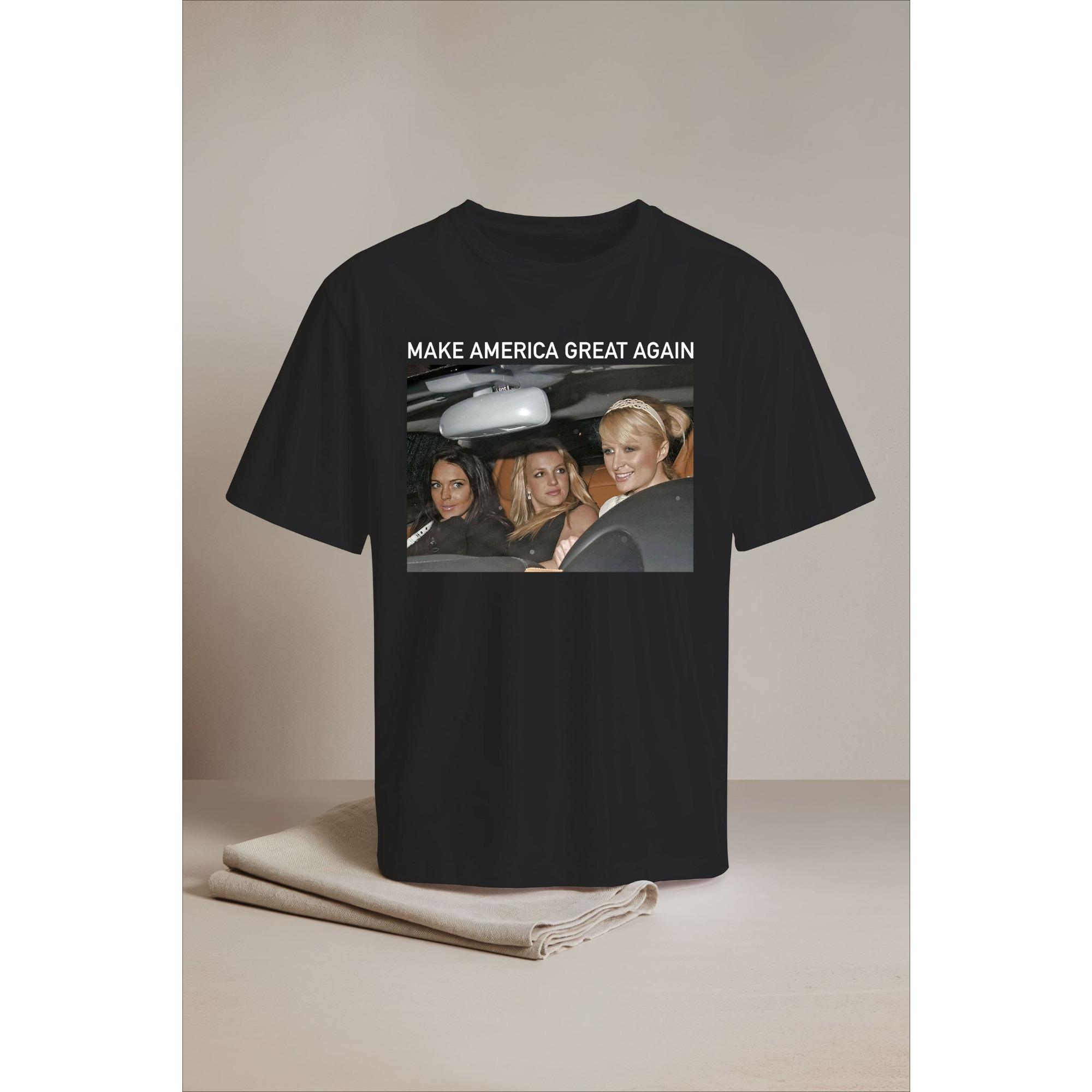 

Футболка Make America Great Again Make America Great Paris Hilton Britney Spears Lindsay Lohan Футболка Y2k Britney Spears Футболка 4XL