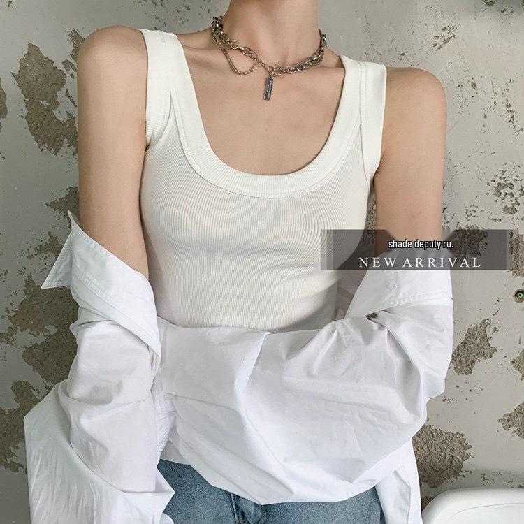 

Женский трикотажный жилет в рубчик большого размера - Безрукавная майка для весны, лета и осени XL