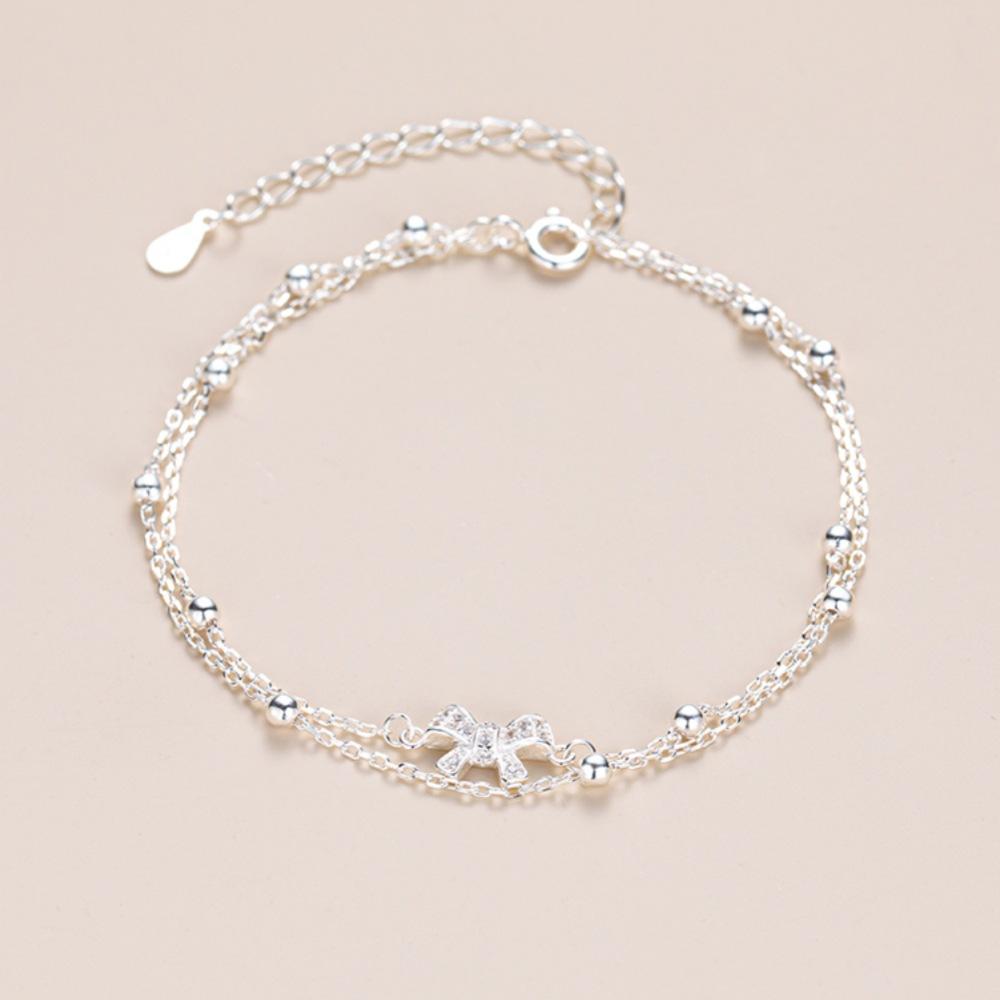 Funkelnde 925er Silber Kettenarmbänder Für Damen Luxuriös Elegant Dreilagiges Geometrisches Perlenarmband Party Hochzeits Schmuck