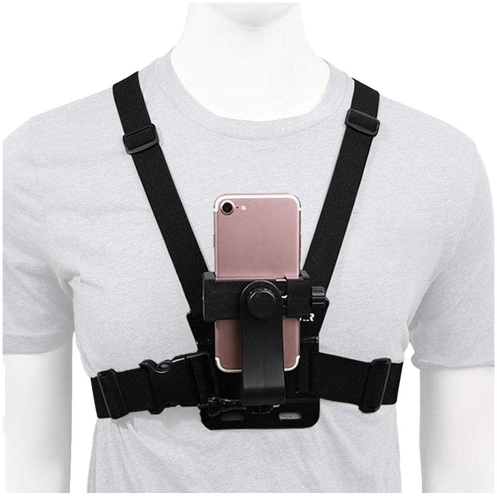 Portable Live Streaming Vest 2-in-1 Adjustable Mobile Phone Holder Insert Stand Mobile Phone Action Camera Strap Mount Harness