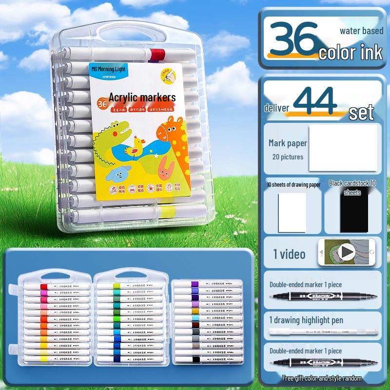 Acrylic Marker Set: Non-Toxic, Layerable, Washable, Non-Bleeding - 24 Colors for Kids