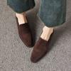 Krazing Pot Sheep Suede Round Toe Med Heels Summer Shoes Solid Big Size 42 Slip on Women Oxford Shoes Shallow Pumps