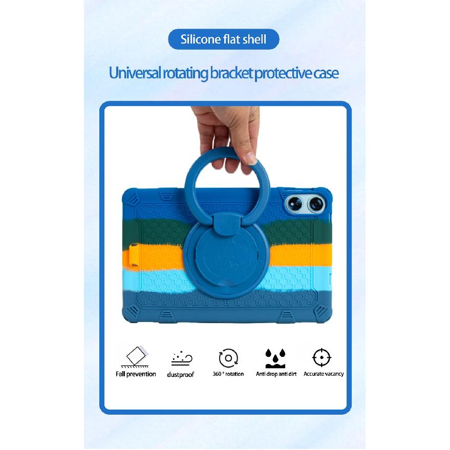 360 Rotatable Stand Case For Teclast T60 Plus 2024 12.0 Inch Soft Silicone Cover With Handle Grip Shoulder Strap Kids Safe Funda