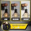 Set of 2 Industrial Wall Sconces with Dimmer ON/Off Switch,Farmhouse Wall Mount Light with Metal Cage Shade,Black Wall Lights Indoor for Kitchen
