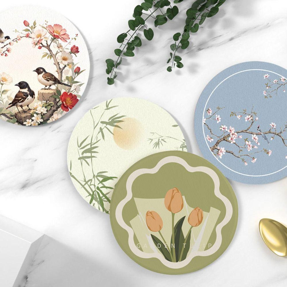 3PCS Anti-oil Tulip Coaster Non-slip Dining Table Mat Placemats Mug Mats  Jewelry Photography