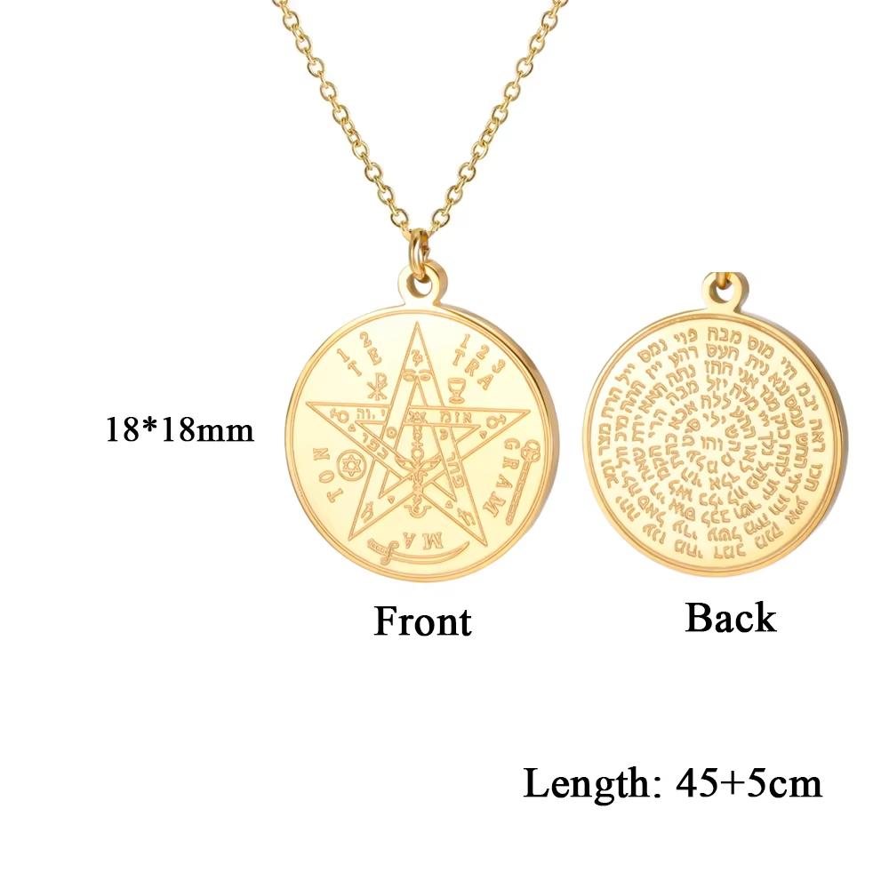 Cazador Witch Knot Tetragrammaton Pentagram Pendant Necklace Stainless Steel Vintage Double Amulet Protection Necklaces Jewelry