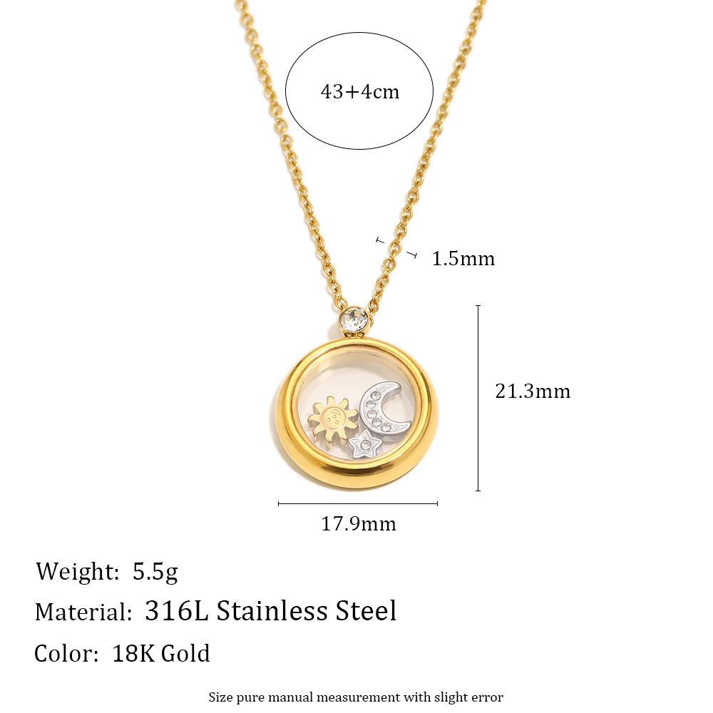 

MamacitaSlay 316L Stainless Steel Celestial Pendant Necklace 18K Gold Plated Waterproof Jewelry Gift For Women Everyday Wear 47cm золотий