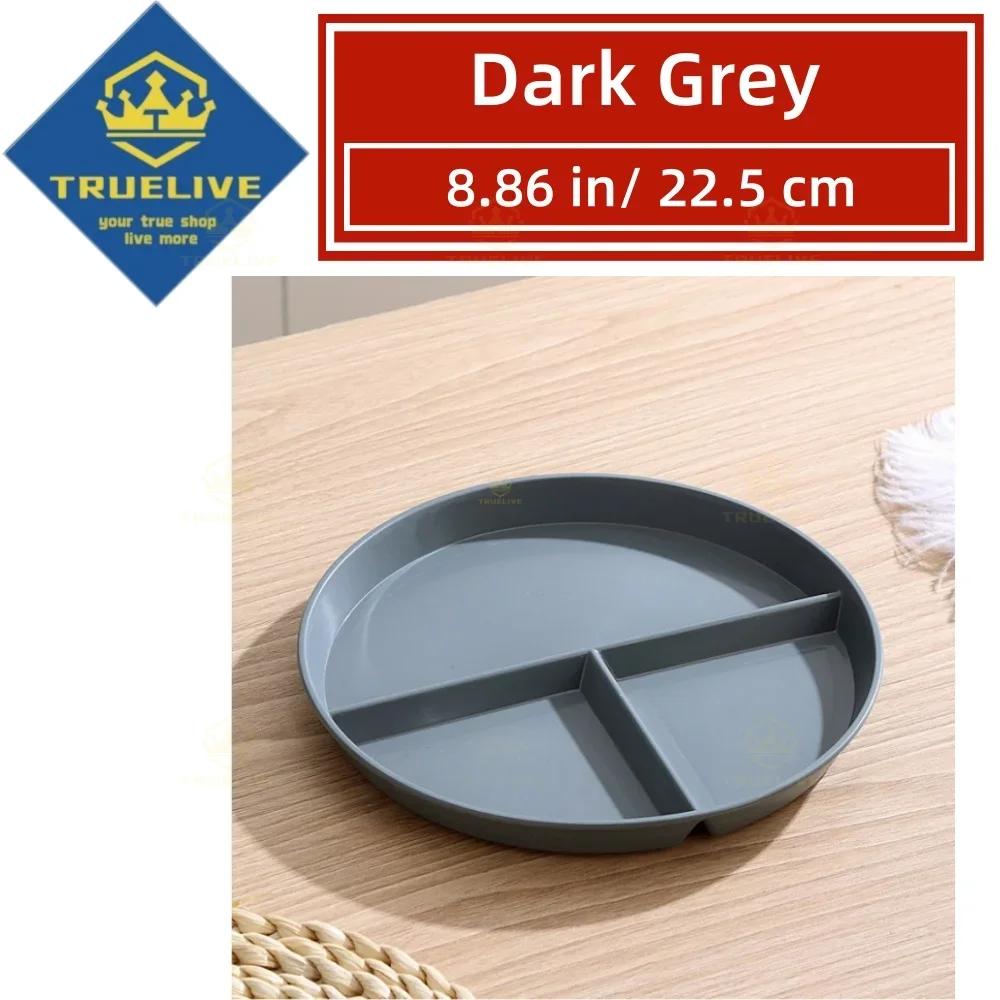 5/3/1pcs Reusable Round Dinner Plate Divided Dish In 3 Diet Dinner Plate Lightweight Wheat Straw Plates Weight Control Bowl