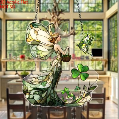 2D Flat Acrylic Fairy and Alfalfa Sun Catcher Decoration, Indoor and Outdoor Decoration - No Battery/electricity Required, Shop Decoration, Dur