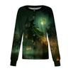 Women's Long Sleeve Halloween Print Button Front Scrub Top for Uniform