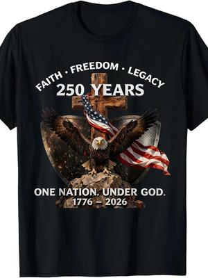 T-shirt 250° Anniversario USA 1776 2026 Fede Libertà Eredità Maglietta Grafica