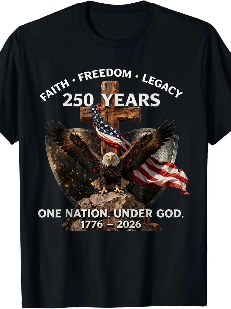 Tricou Aniversare 250 ani SUA 1776 2026 Credință Libertate Moștenire Tricou Grafic