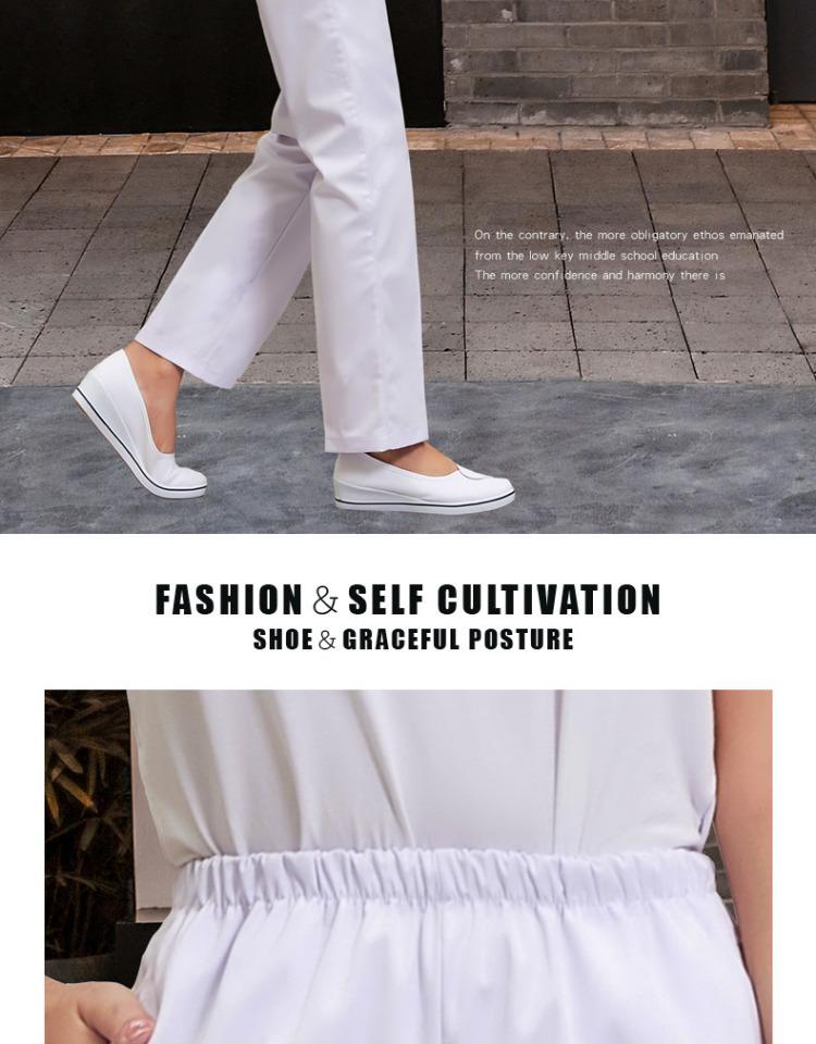 Thick Elastic Waist Nurse Uniform Pants - White, Pink, Blue, Green, Large Size