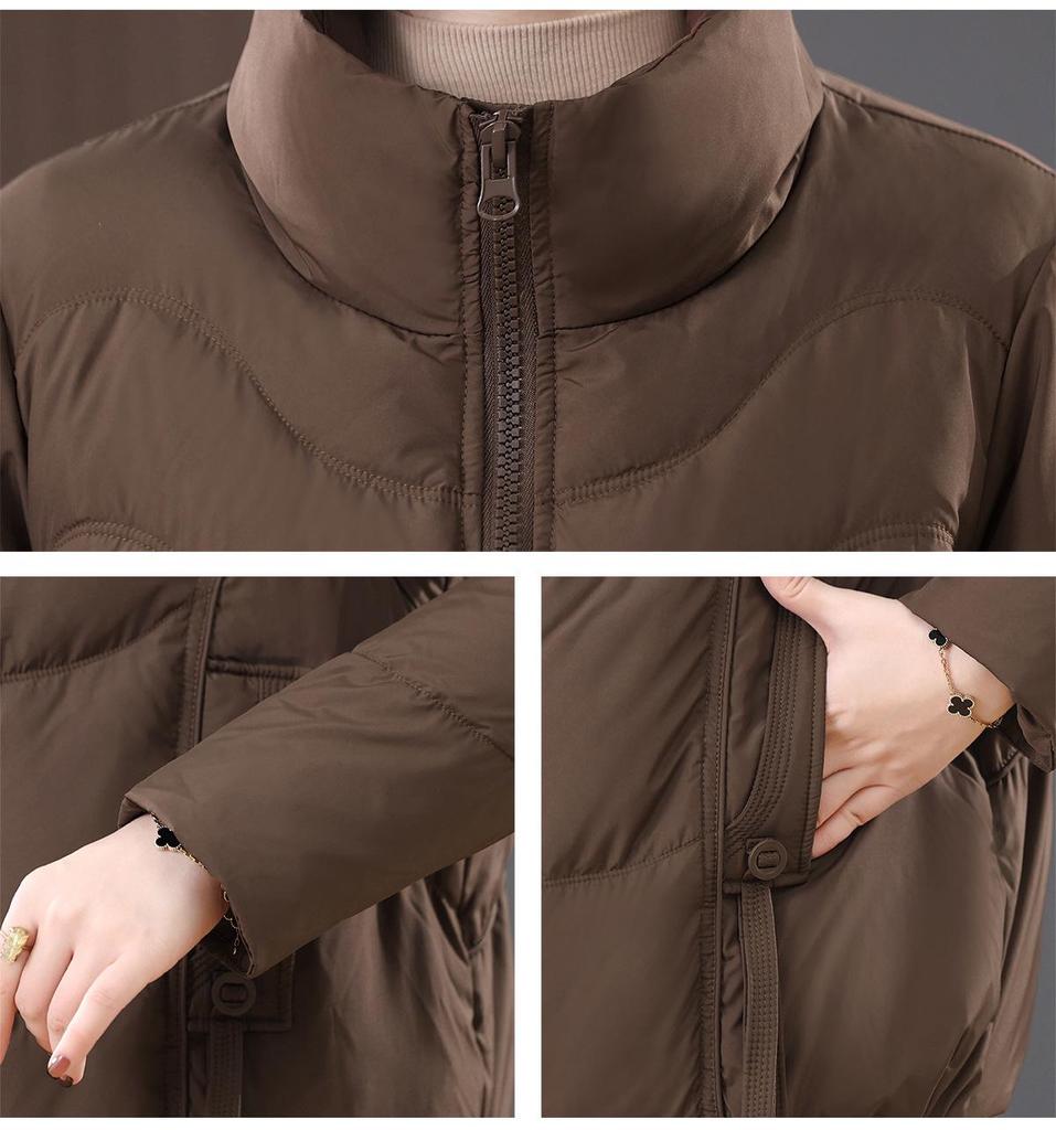 Women's Petite Slimming Down Coat: Fashionable Winter Short Jacket for Middle-aged Moms