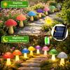 Solar Garden Light, New Solar Mushroom Light with 8 Cracked Mushrooms, Outdoor Landscape Lighting, Colorful Garden Decorative Light