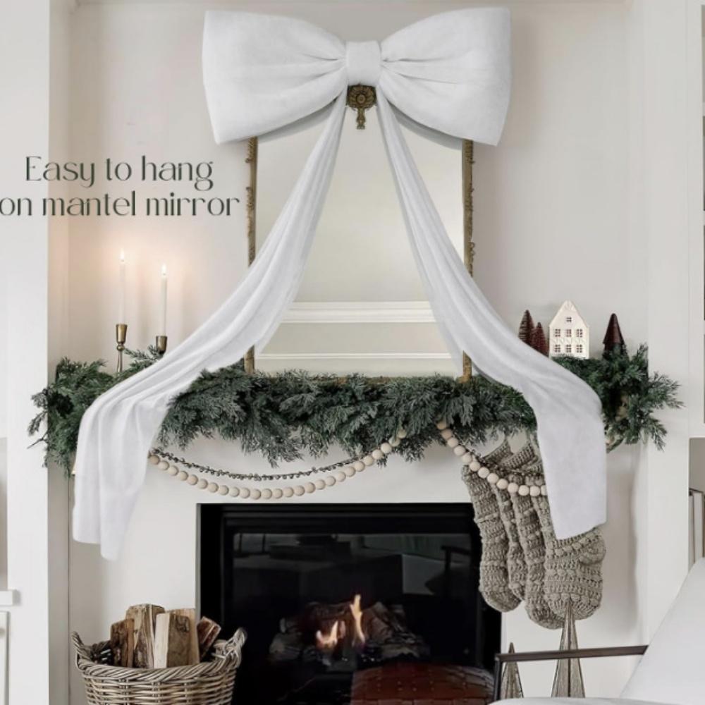 180x50cm Velvet Flocked Christmas Bow for Christmas Tree Wedding Room Decoration Front Doors Outdoor Activities Party Decor