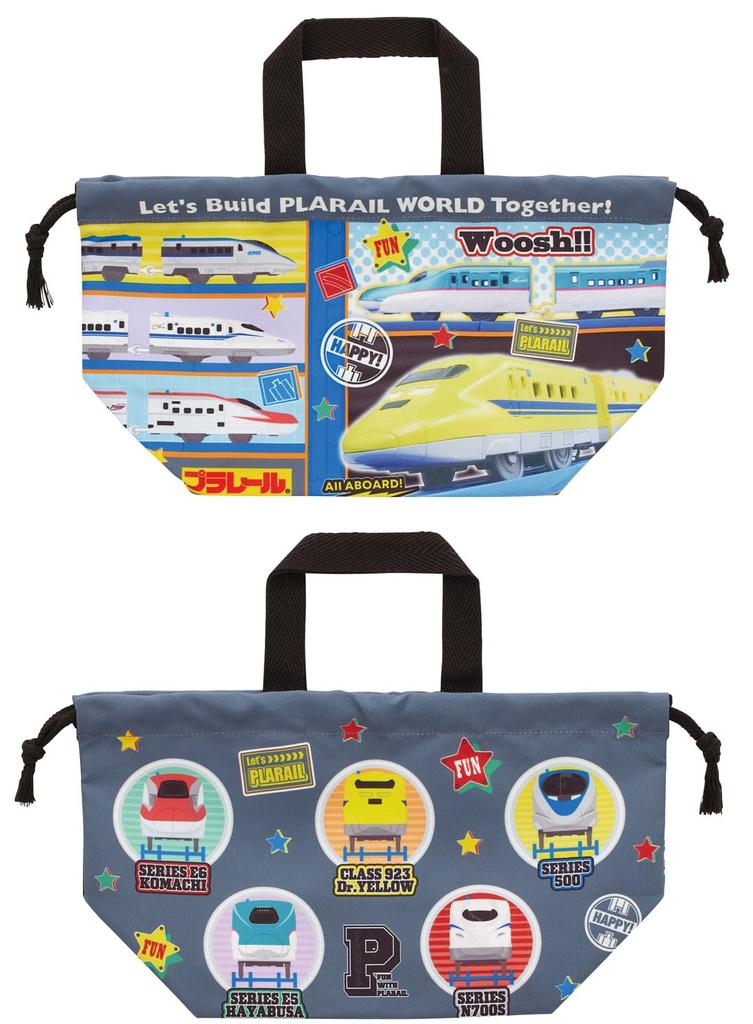 Skater Lunch Drawstring Made in Plarail Children's Bag, Japan, 26, Boys', KB7SN-A
