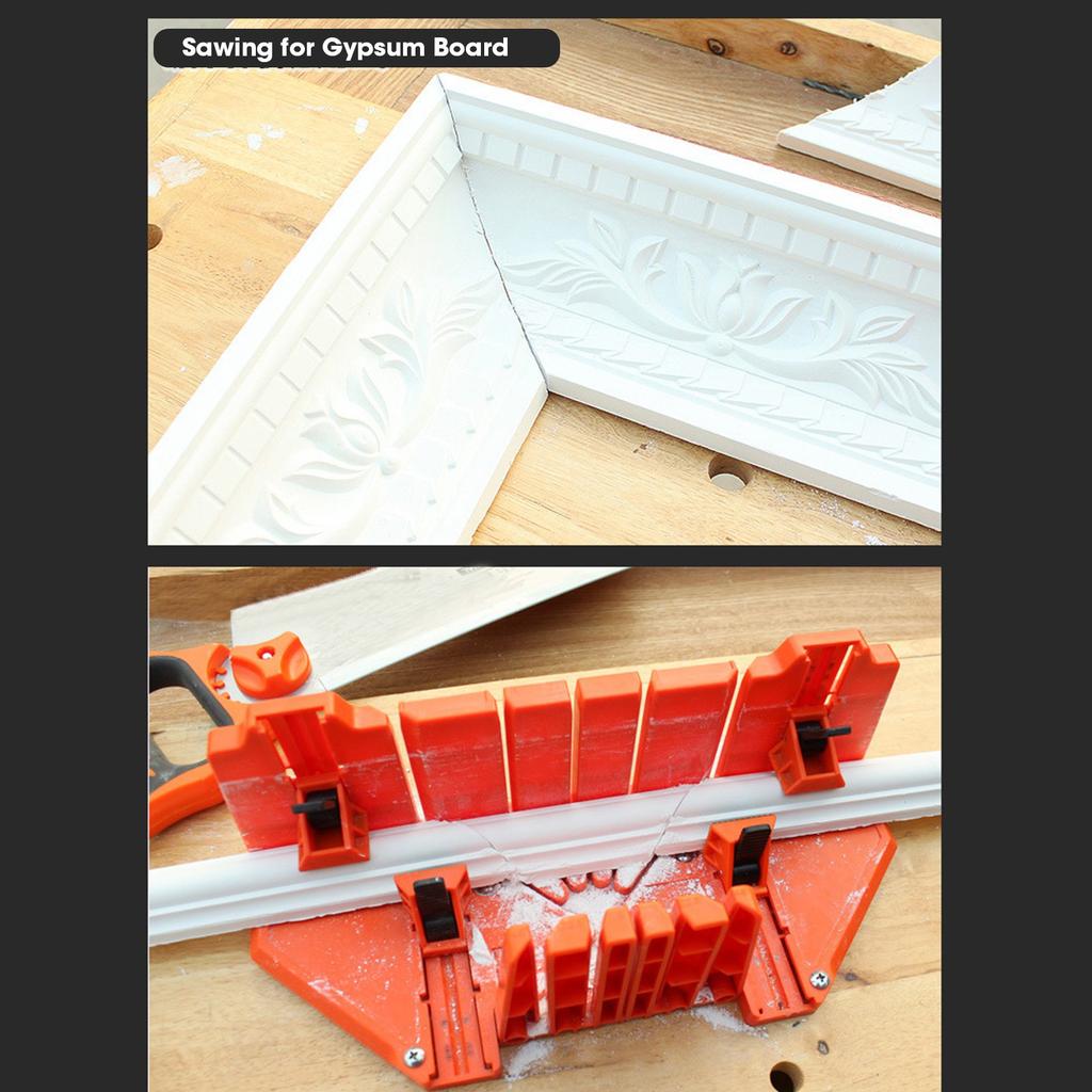 14 inch Mitre Box with Movable and Non slip Jaw for Back Saw Slot Angles 45 22.5 90 Degrees Cuts Sawing and Clamping