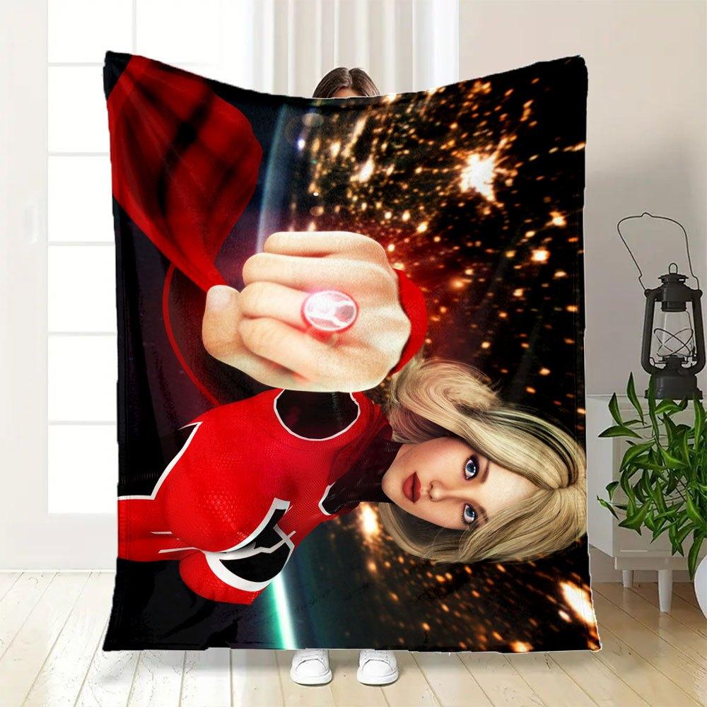 Red Hero Suit with Sparkling Lights Blanket Flannel Throw Blanket for Sofa, Bed, Travel, Camping, Office, Couch, Chair
