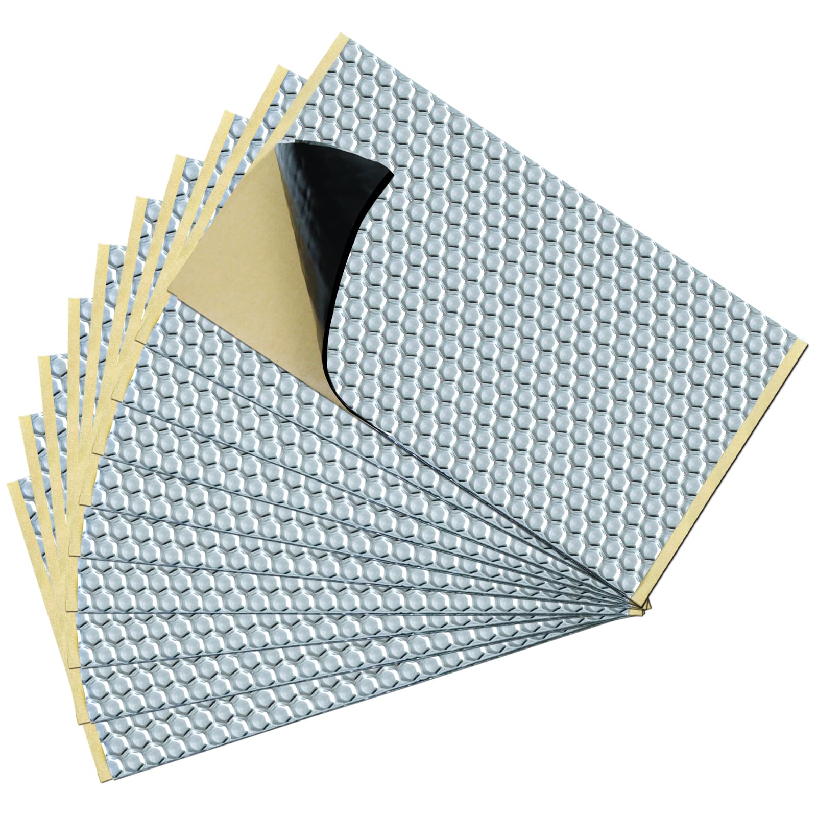 

TroyStudio Soundproofing and Vibration-Damping Sheets, 10 Sheets, 400 x 230 x 2mm, Aluminum Foil, Soundproofing and Vibration-Damping Material for