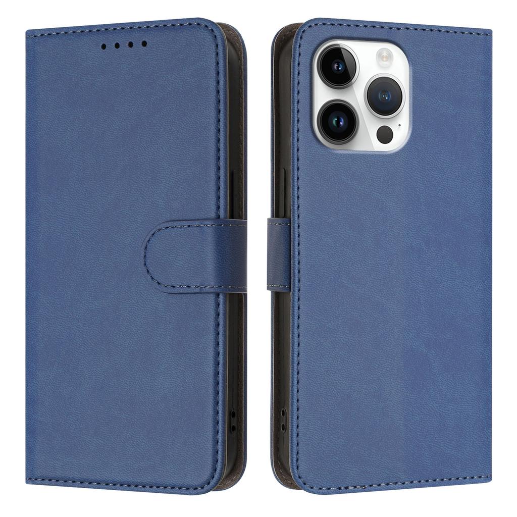 For iPhone 16 Pro Leather Case Solid Color Phone Cover with Wallet