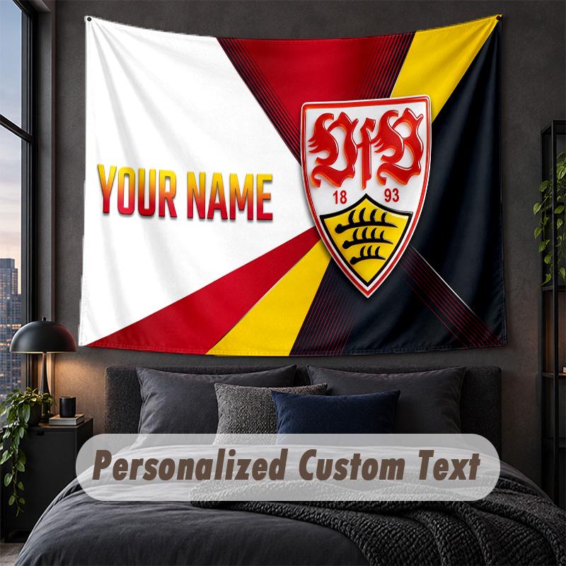 Custom Name Text Tapestry,VfB Stuttgart FC Decorative Wall Hanging, Background Tapestry For Home Bedroom